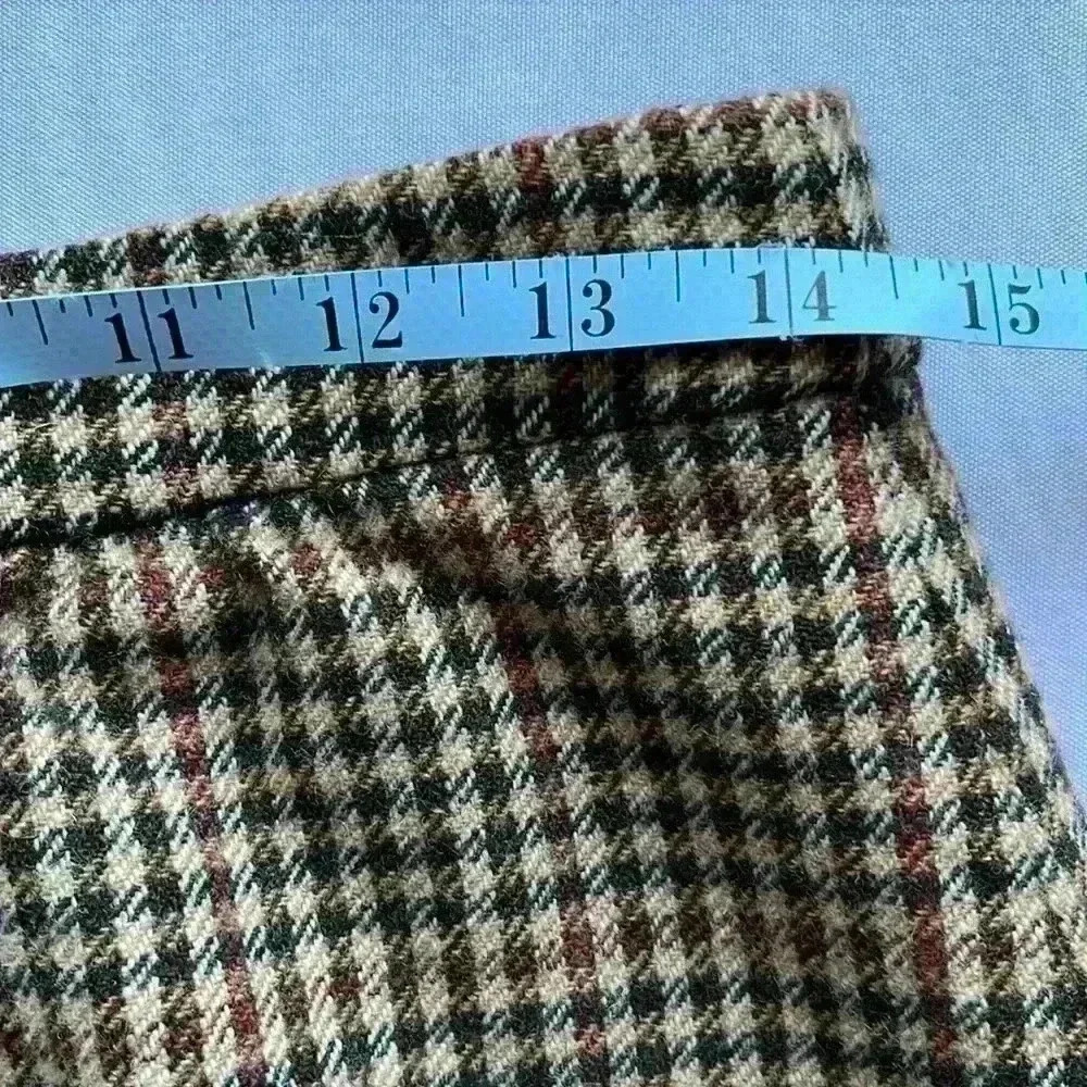 EUC J Crew Black Label Y2K 90s Lambs Wool Mini Skirt Plaid Preppy Brown Sz 6 - Picture 8 of 12